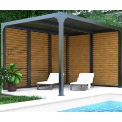 Bioklimatische Pergola Habrita Aluminium 2 Seiten Saugnäpfe Holzimitat 10,80 m2