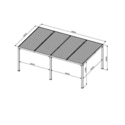 Bioklimatische Pergola Habrita Aluminium 21,52m2 anthrazit mit 3 Paneelen Holzimitat