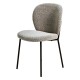 Set of 2 Dining Chairs wool effect white buckle Base Black Metal Bala VeryForma