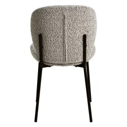 Lot de 2 Chaises Repas effet laine bouclette blanche Piétement Métal Noir Bala VeryForma