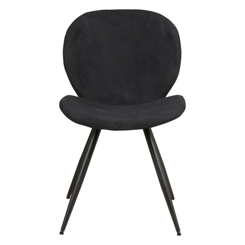Lot de 2 Chaises Repas Ania Tissu Noir Piétement Métal Noir VeryForma
