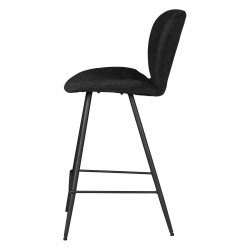Lot de 2 Chaises plan de travail Ania Tissu Noir Piétement Métal VeryForma