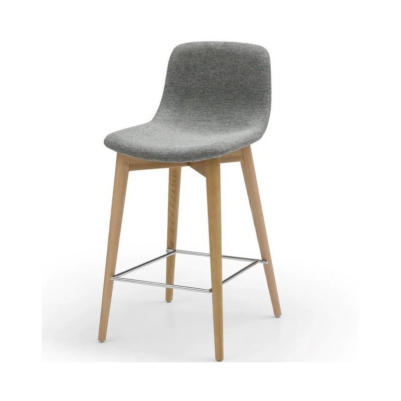 Set di 2 Sedie Piano di lavoro Aty Tessuto Grigio Base Frassino VeryForma