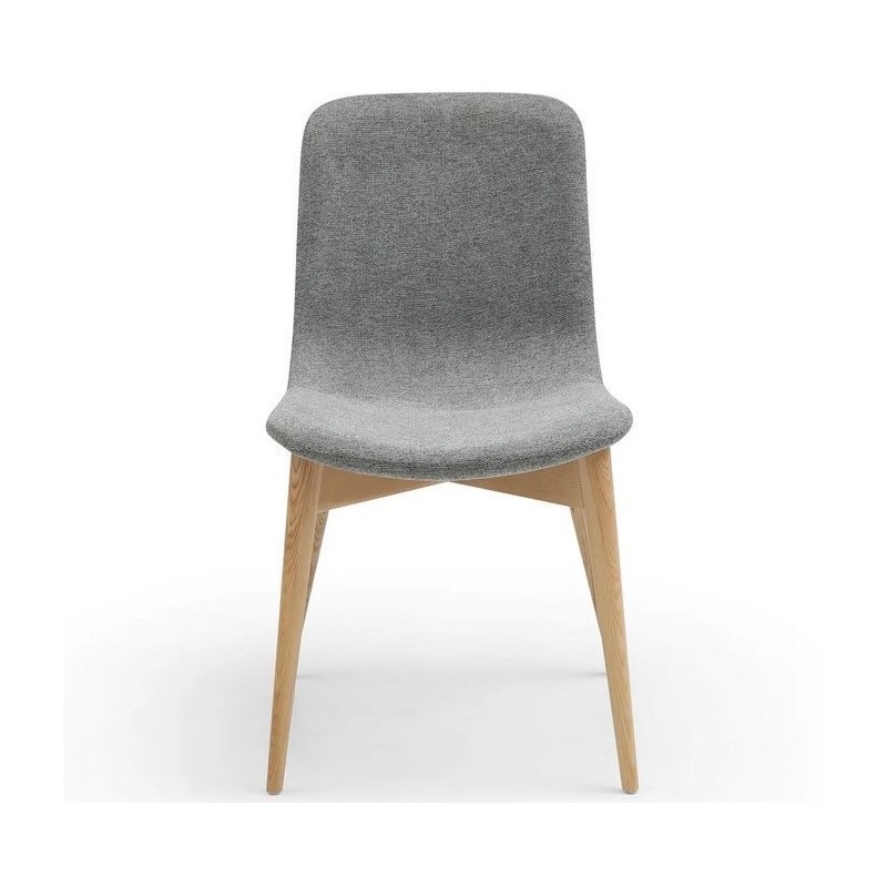 Set of 2 Dining Chairs Aty fabric Light Grey Base Natural Ash VeryForma