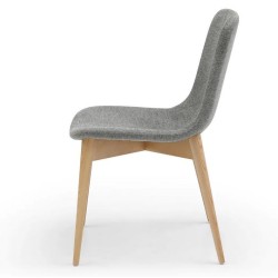 Lot de 2 Chaises Repas Aty tissu Gris clair Piétement Frêne naturel VeryForma