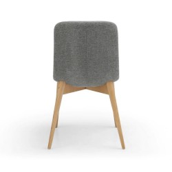 Set de 2 Sillas de Comedor Aty tela Gris Claro Base Natural Ash VeryForma