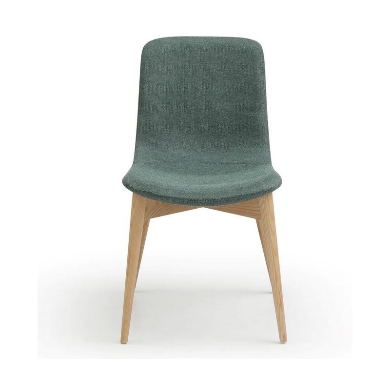 Lot de 2 Chaises Repas Aty tissu Vert Piétement Frêne naturel VeryForma