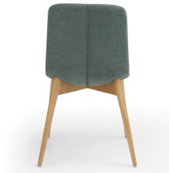 Lot de 2 Chaises Repas Aty tissu Vert Piétement Frêne naturel VeryForma