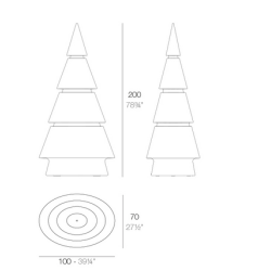Sapin de Noel Multicolor Forest Vondom Hauteur 200 Led RGBW avec Batterie