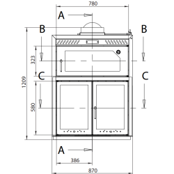 Ferlux Pratic 80 built-in steel oven barbecue with glass doors