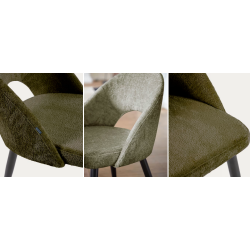 Set of 4 Green Velvet Chairs with Ergonomic Back Black Legs VeryForma