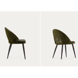 Set de 4 Sillas de Terciopelo Verde con Respaldo Ergonómico Patas Negras VeryForma