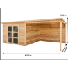 Abri Poolhouse avec terasse couverte madriers 28mm Bahia Habrita 20m2
