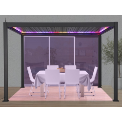 Elektrische bioklimatische Pergola Aluminium LED-Streifen 12m2