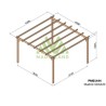 Freestanding solid wood pergola Madrid 4.20x4.20m 17m2