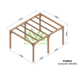 Freistehende Pergola aus Massivholz Valencia 500x400cm 20m2
