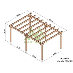 Pergola autoportée en bois Marsella 600x400cm 24m2