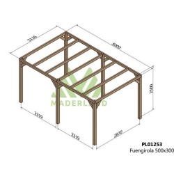 Pergola autoportée en bois Fuengirola 500x300cm 15m2