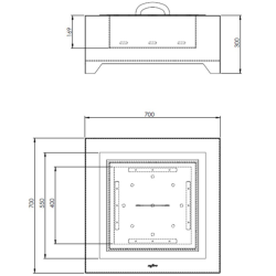Black Square Steel Fire Bowl 70cm Infire
