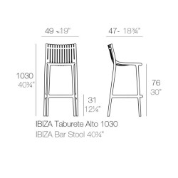 Set di 4 sgabelli da bar Ibiza Bar Nero Vondom