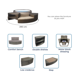 Spa portátil NetSpa VITA PREMIUM de 6 lugares com mobiliário