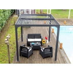 Habrita Aluminium anthrazit bioklimatische Pergola 7,20m2 mit Lamellen