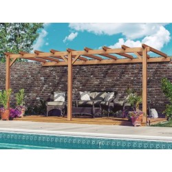 Anlehnpergola aus rohem Holz Palma 5x3m 15m2