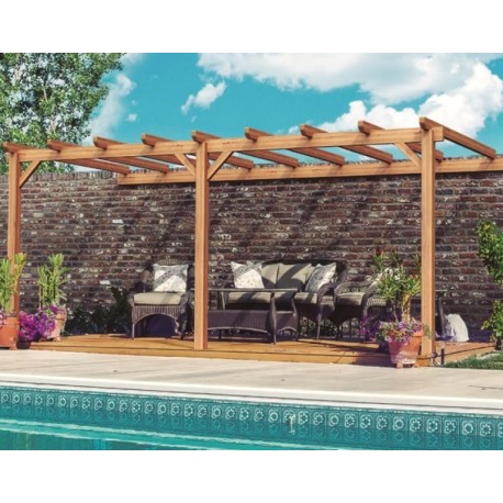 Palma Anbau-Pergola aus Rohholz 6x4m 24m2