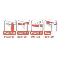 Siviglia 6x4m 24m2 Pergolato addossato in legno grezzo