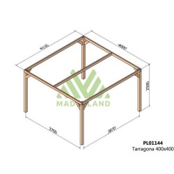 Tarragona 4x4m 16m2 freestanding pergola in raw wood