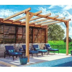 Andorra Raw Wood Lean-To Pergola 3x3m 9m2