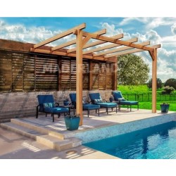Pergola adossée en bois brut Andorra 3x3m 9m2