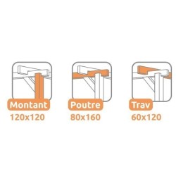 Pérgola exenta de madera en bruto Alicante 600x300cm 18m2