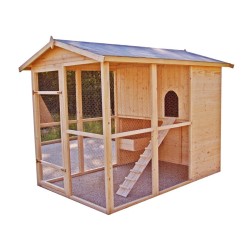 Large size wooden garden chicken coop 6-10 Habrita hens 3.90m2 two-body