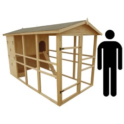 Grande pollaio da giardino in legno 8-12 galline Habrita 6,10m2 bi-body