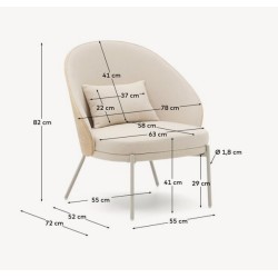 Beigefarbener Chenille-Sessel und beige Metallbeine Amy VeryForma