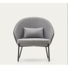 Light Grey Chenille Armchair with Black Metal Legs Amy VeryForma