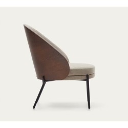 Fauteuil en Chenille Marron Clair et piètements métal noir Amy VeryForma