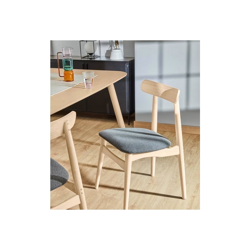 Lot de 4 Chaises en bois massif naturel et coussin gris foncé  May VeryForma