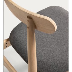 Lot de 4 Chaises en bois massif naturel et coussin gris foncé  May VeryForma