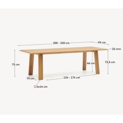 Tavolo Rettangolo Allungabile 200 a 250x95 Lena VeryForma Legno Naturale