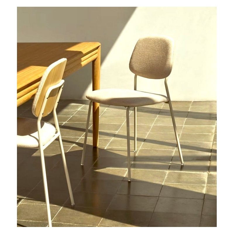 Lot de 4 Chaises en métal et coussin chenille beige Linda VeryForma