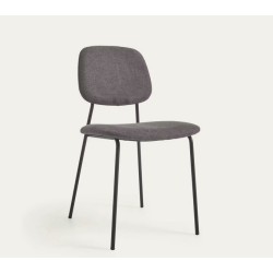 Lot de 4 Chaises en métal et coussin chenille gris foncé Linda VeryForma