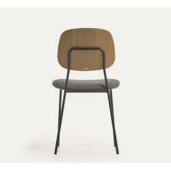 Set of 4 Linda VeryForma Dark Grey Metal Chairs and Chenille Cushion