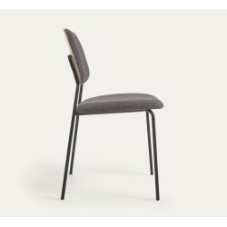 Lot de 4 Chaises en métal et coussin chenille gris foncé Linda VeryForma