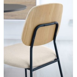 Lot de 4 Chaises métal noir et coussin chenille beige Linda VeryForma