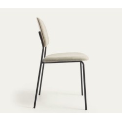 Lot de 4 Chaises métal noir et coussin chenille beige Linda VeryForma