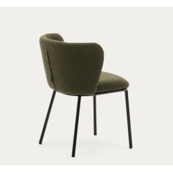 Lot de 2 Chaises bouclette verte et métal noir Elia VeryForma