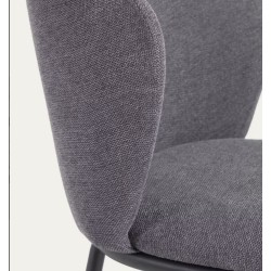 Lot de 2 Chaises Tissus gris foncé et métal noir Elia VeryForma