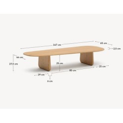 Natural Oak Wood Coffee Table Lounge Pita VeryForma
